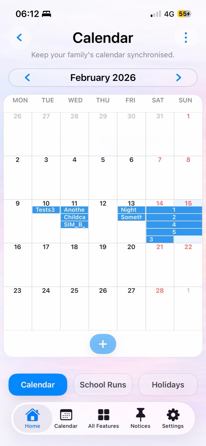 Calendar screen